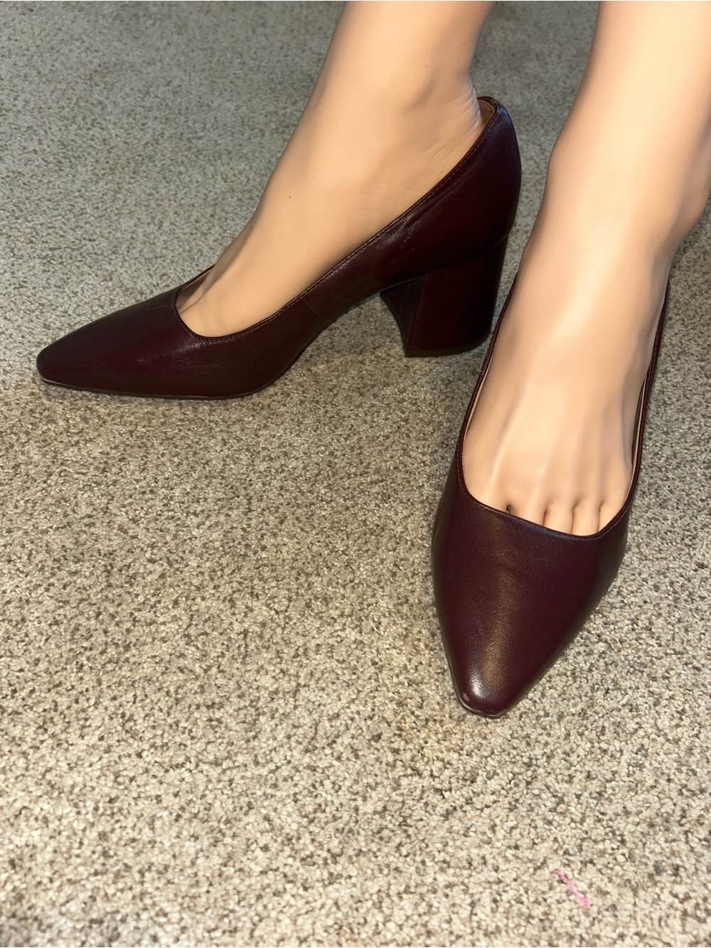 NEW 27 EDIT by Naturalizer Pointed-Toe Block Heel Pumps - Burgundy Sz 8
